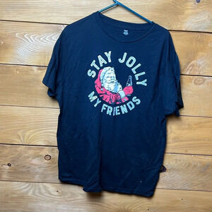 Holiday Time t-shirt Adult XL Christmas short sleeve Santa stay jolly my friends